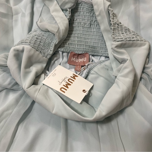 Show Me Your MuMu Women’s Maxi Flutter Strap Sleeves Bridesmaid Dress Size Large - Picture 9 of 12